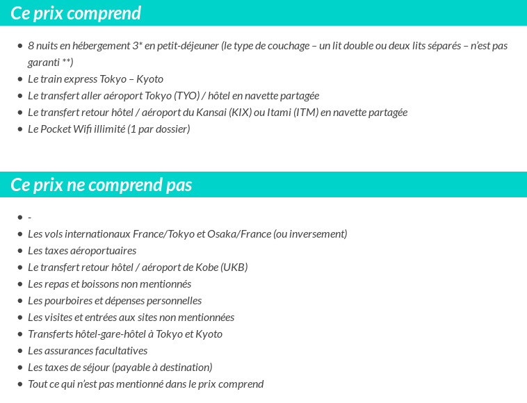 Conditions tarifaires