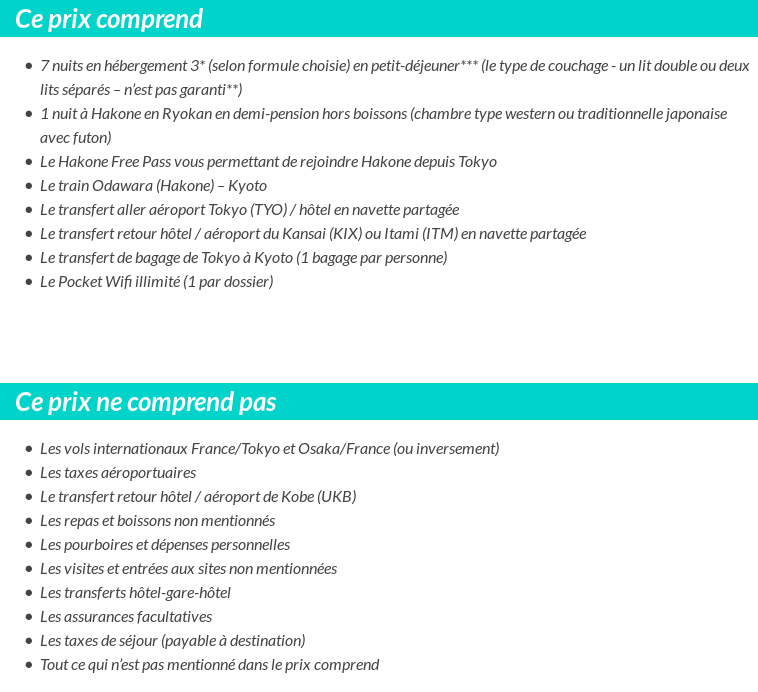 Conditions tarifaires