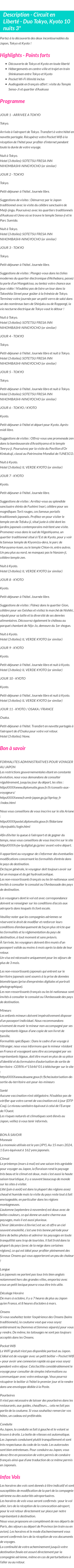 Détails du séjour