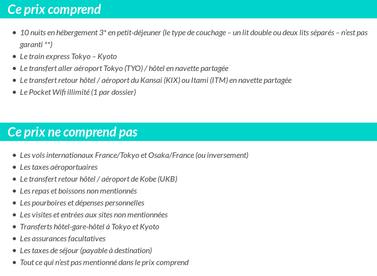 Conditions tarifaires