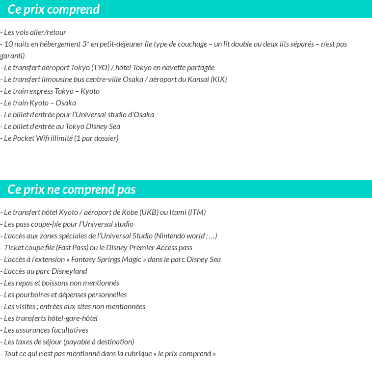 Conditions tarifaires