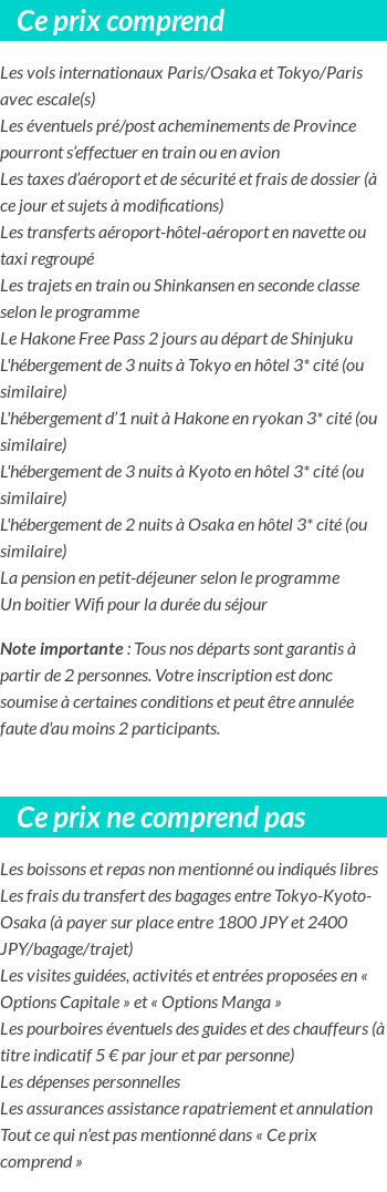 Conditions tarifaires