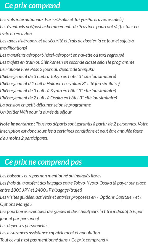 Conditions tarifaires