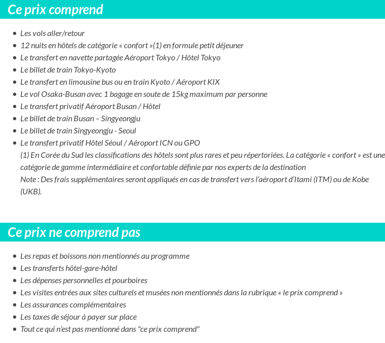 Conditions tarifaires