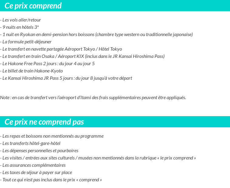 Conditions tarifaires