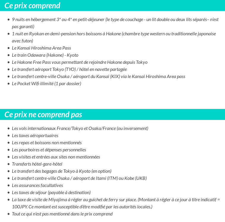 Conditions tarifaires