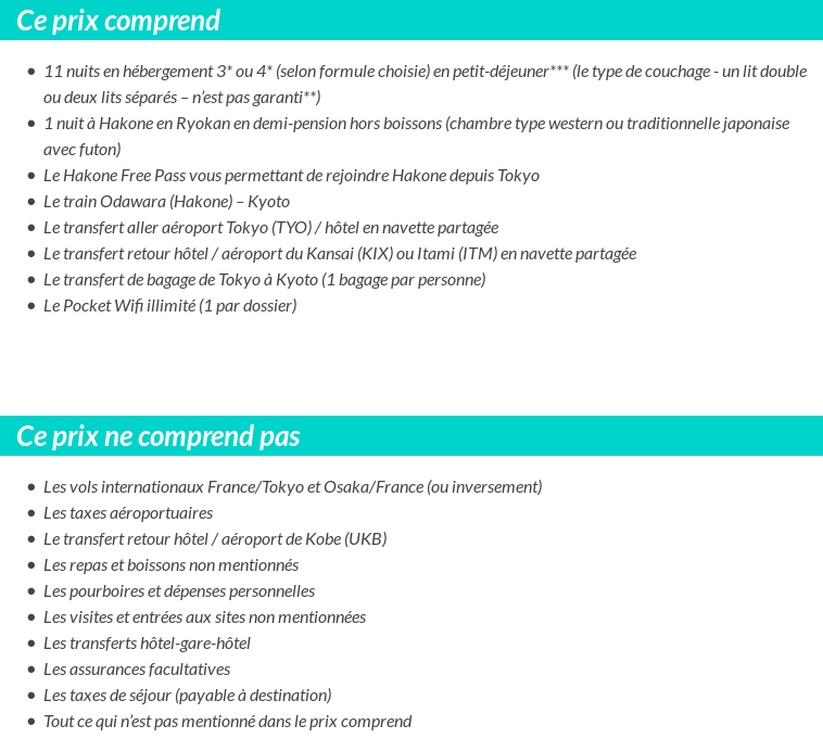 Conditions tarifaires