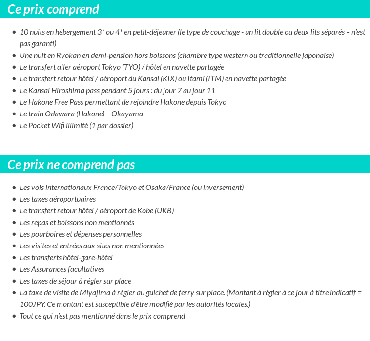 Conditions tarifaires