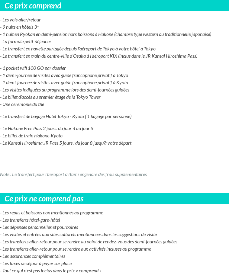 Conditions tarifaires