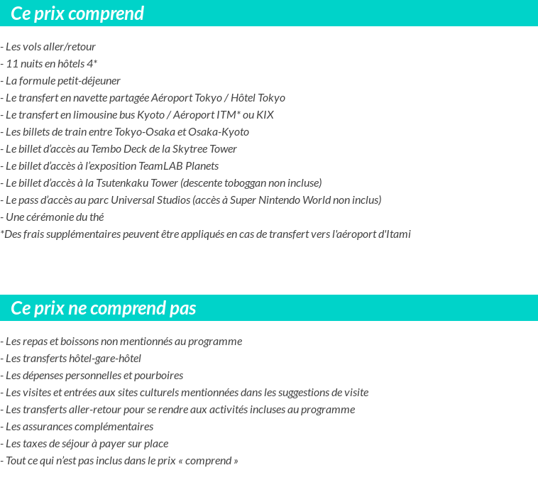 Conditions tarifaires