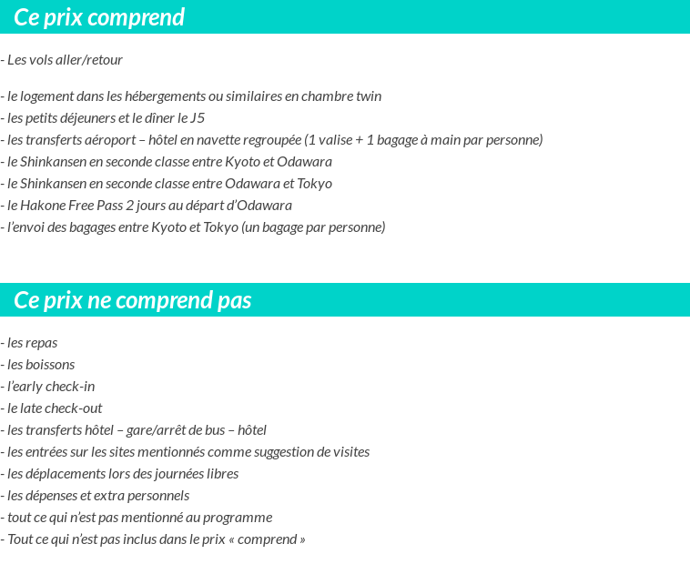 Conditions tarifaires