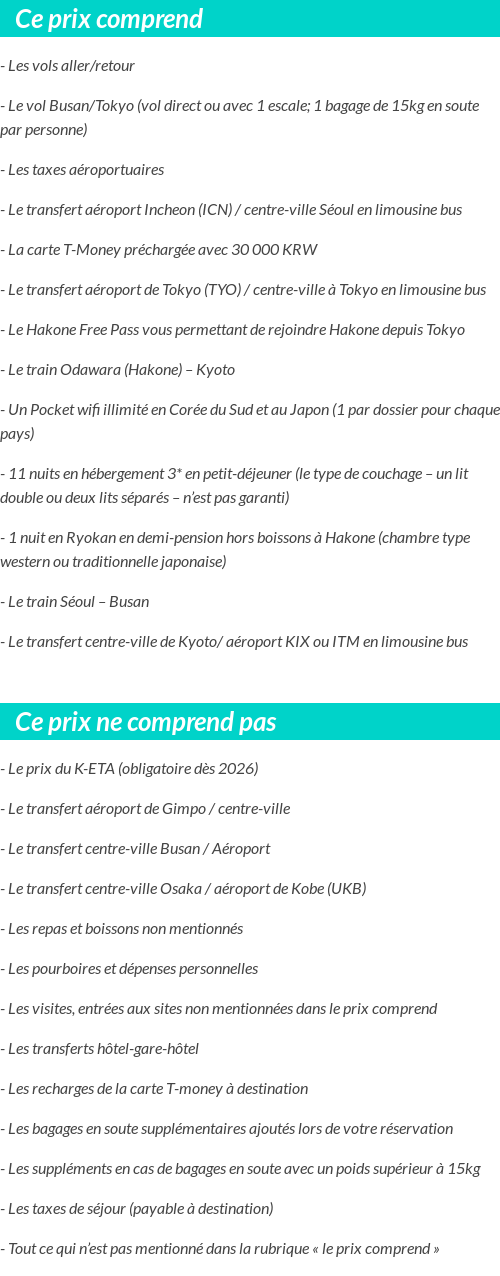 Conditions tarifaires