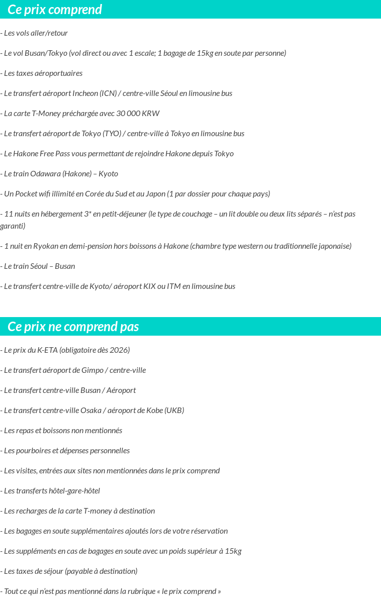 Conditions tarifaires