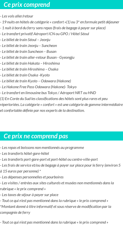 Conditions tarifaires