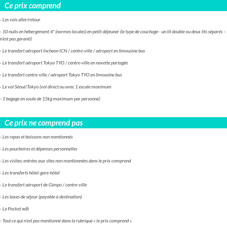 Conditions tarifaires