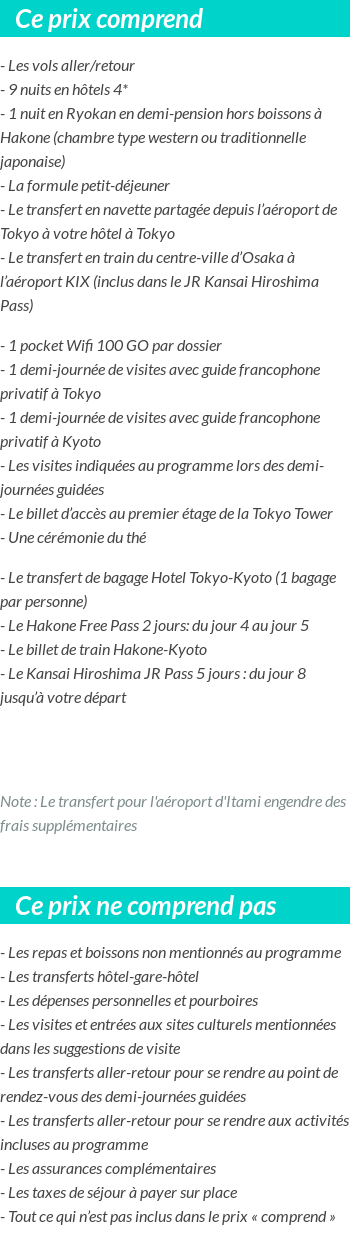 Conditions tarifaires