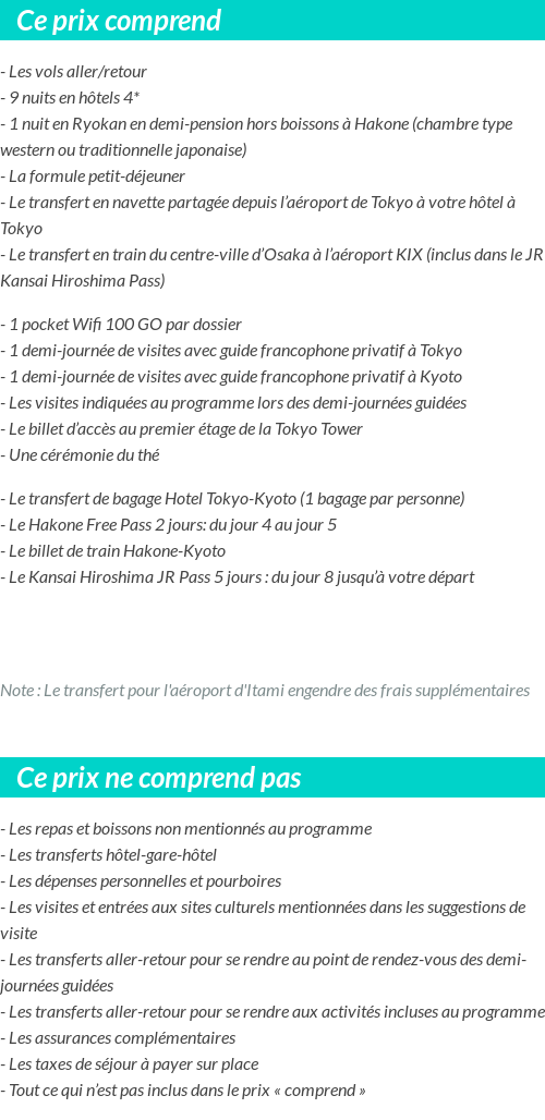 Conditions tarifaires