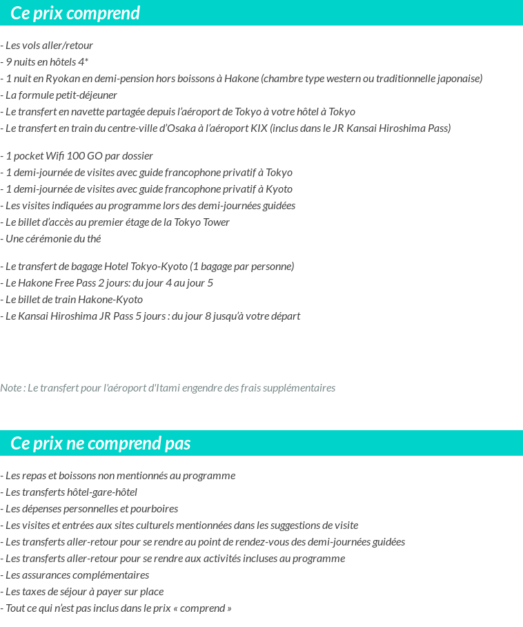 Conditions tarifaires