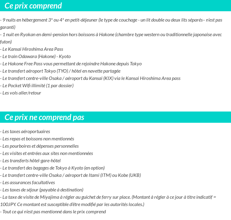Conditions tarifaires
