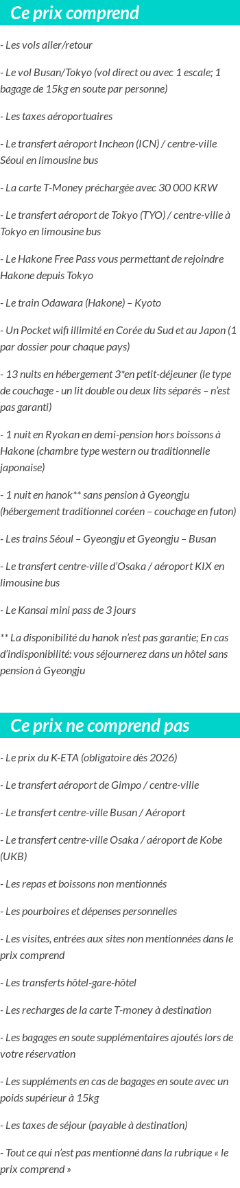 Conditions tarifaires