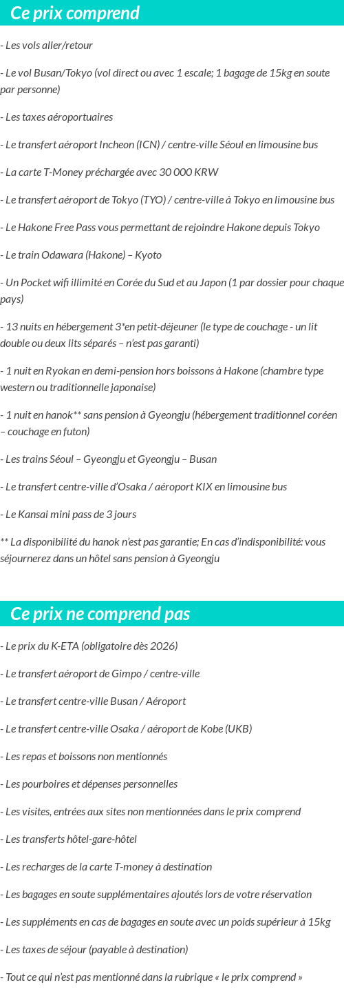 Conditions tarifaires