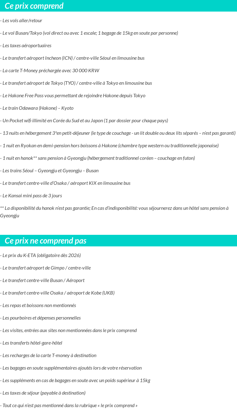 Conditions tarifaires