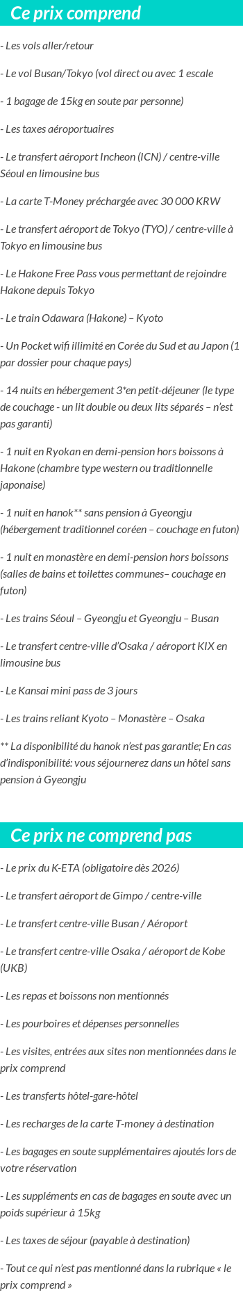 Conditions tarifaires