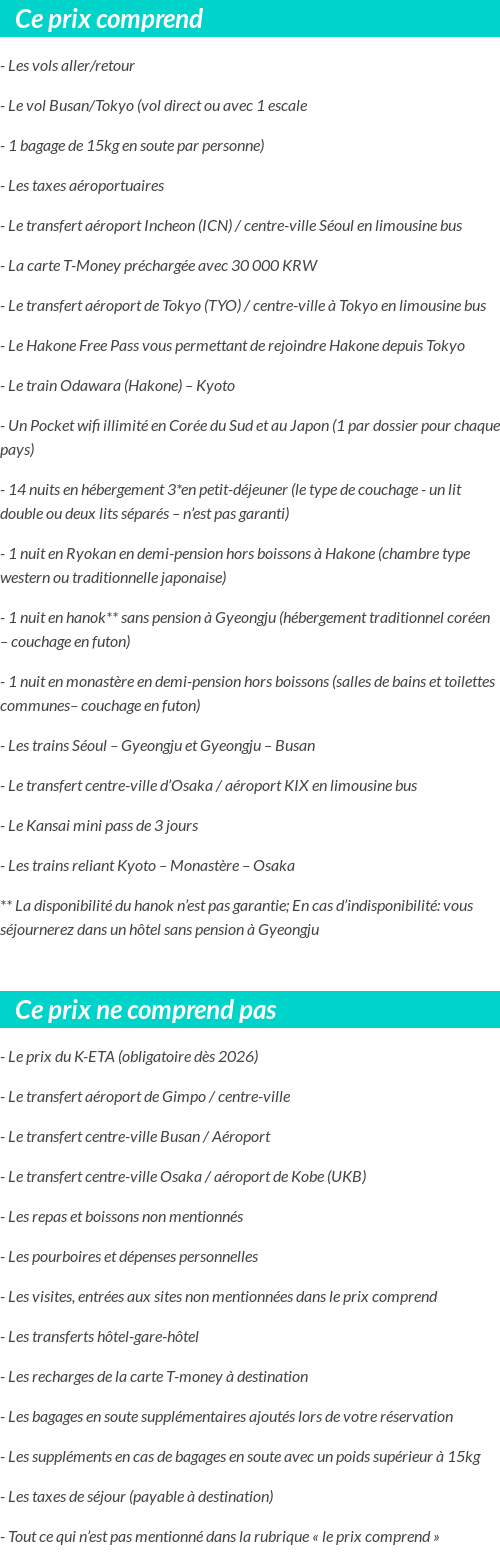 Conditions tarifaires