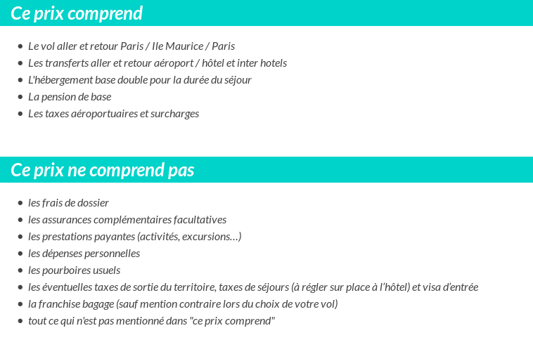 Conditions tarifaires