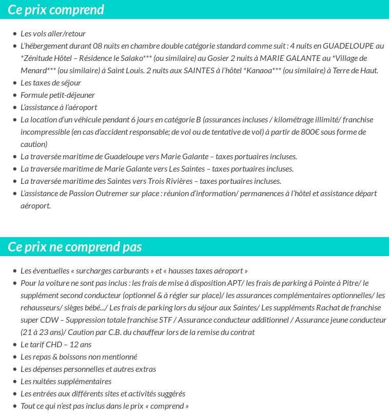 Conditions tarifaires