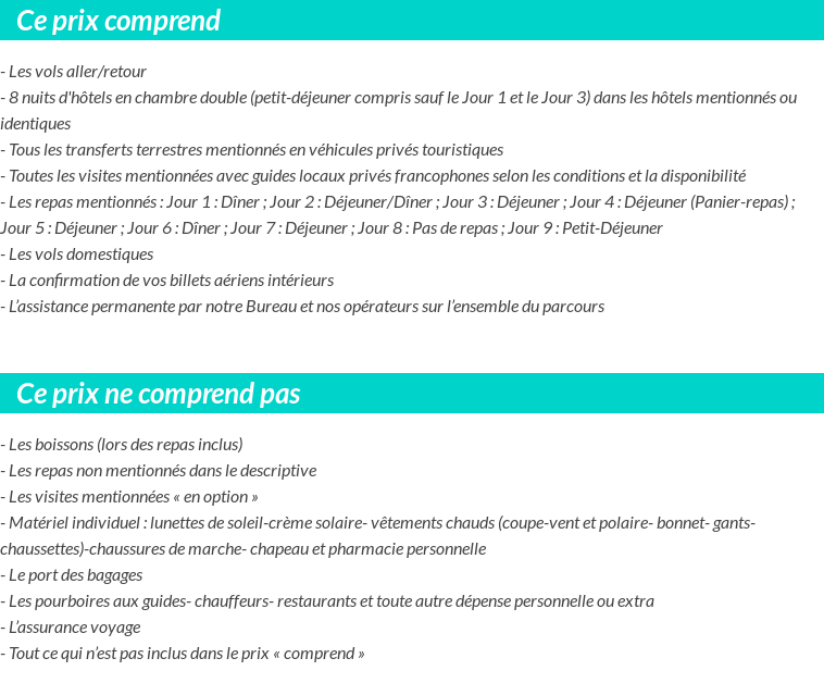 Conditions tarifaires