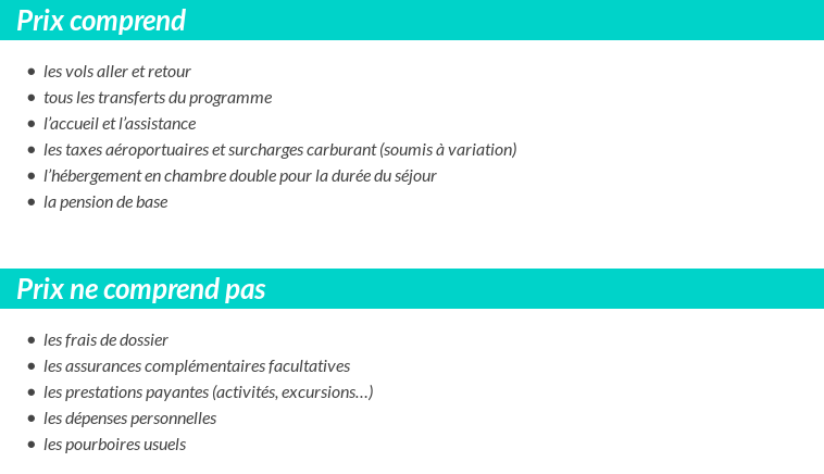 Conditions tarifaires