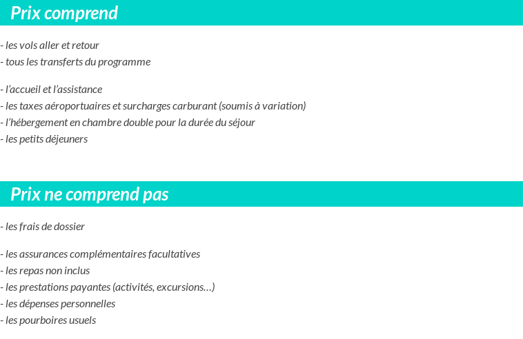 Conditions tarifaires