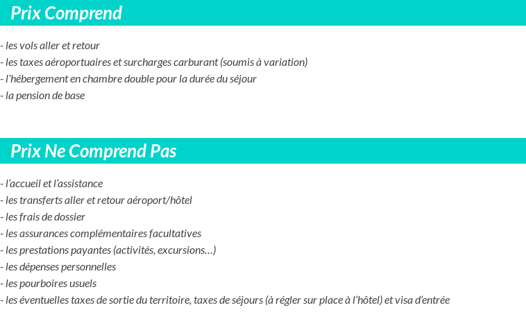 Conditions tarifaires