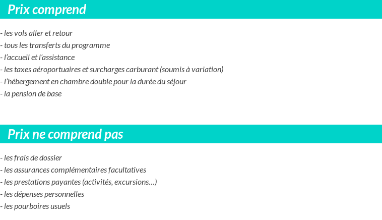 Conditions tarifaires