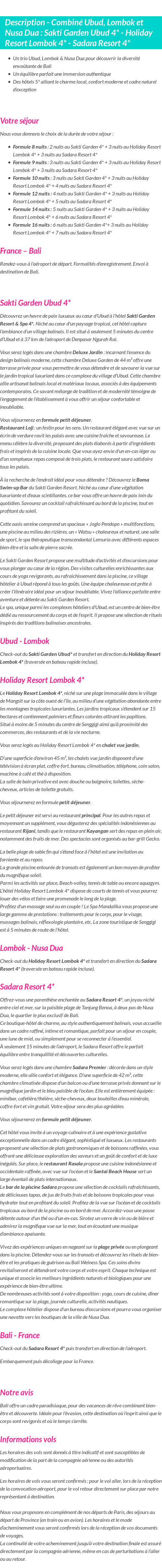 Détails du séjour