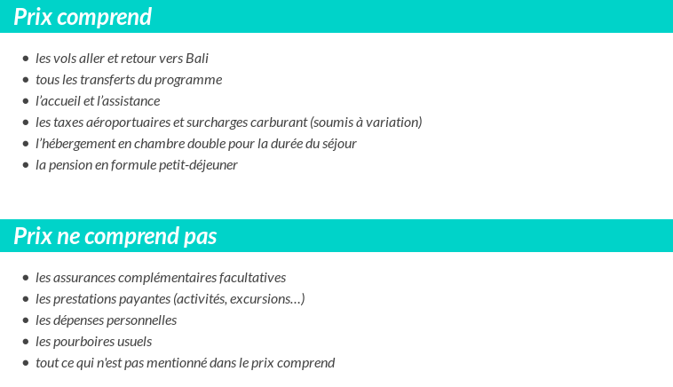 Conditions tarifaires