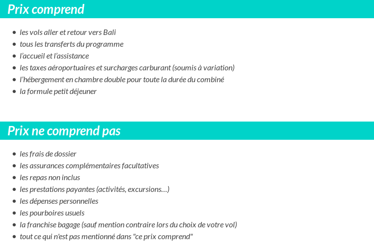 Conditions tarifaires