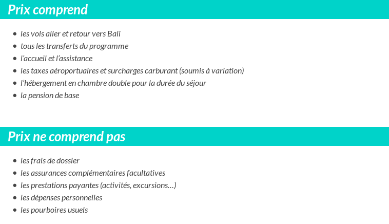 Conditions tarifaires