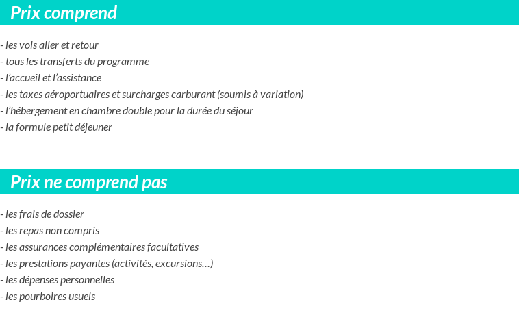 Conditions tarifaires