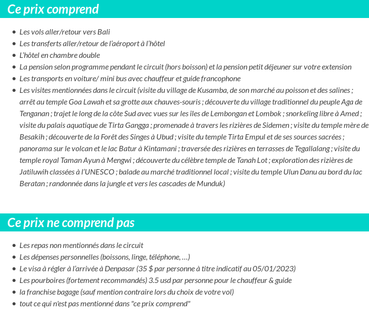 Conditions tarifaires