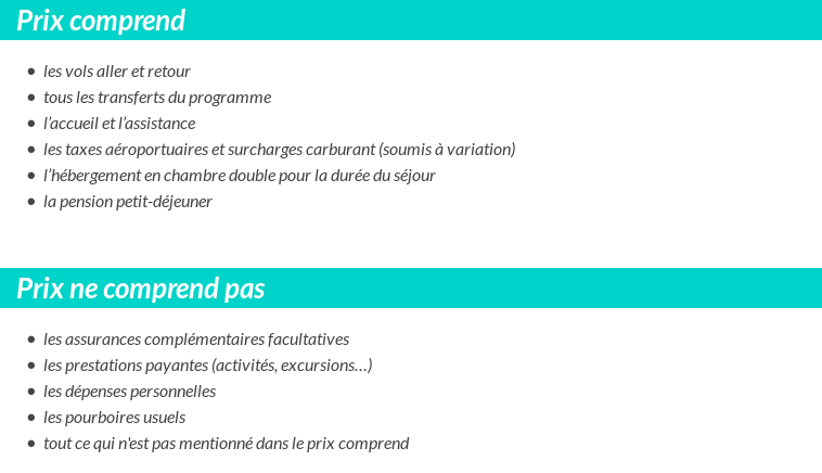 Conditions tarifaires