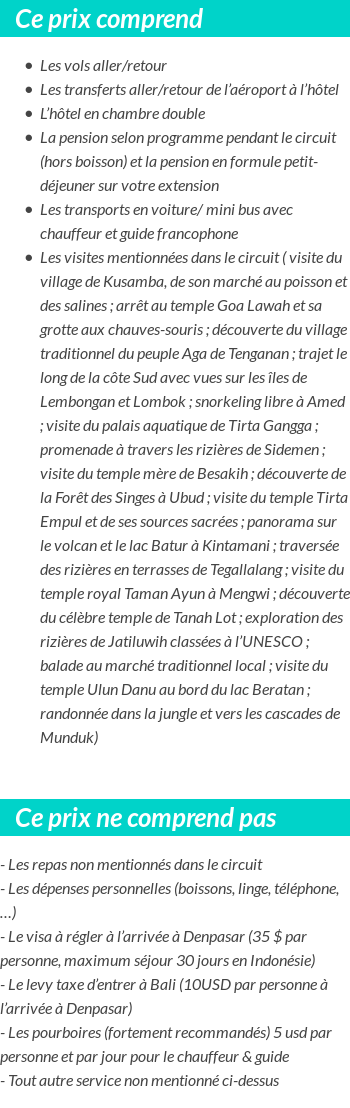 Conditions tarifaires