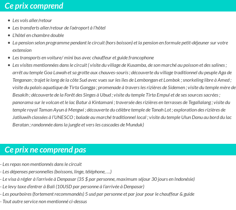 Conditions tarifaires