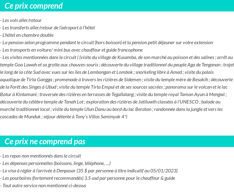 Conditions tarifaires