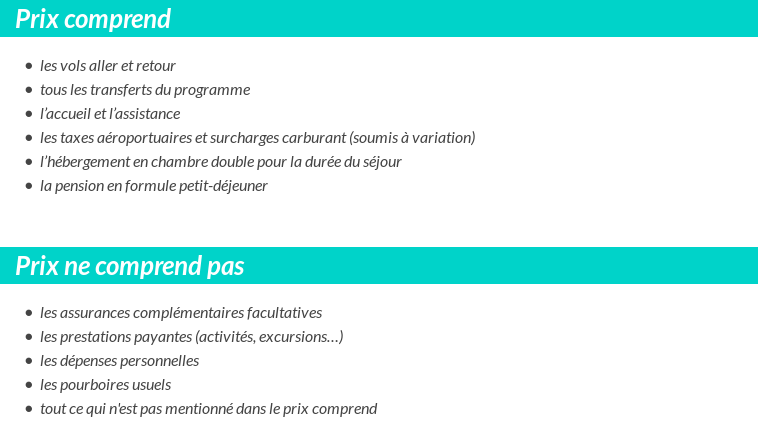 Conditions tarifaires