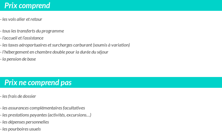Conditions tarifaires