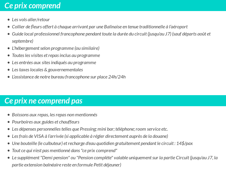 Conditions tarifaires