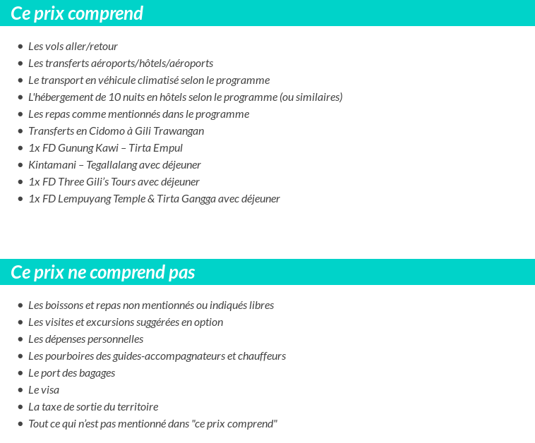 Conditions tarifaires