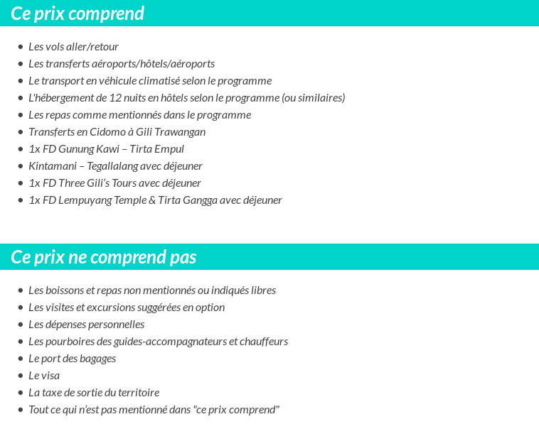 Conditions tarifaires